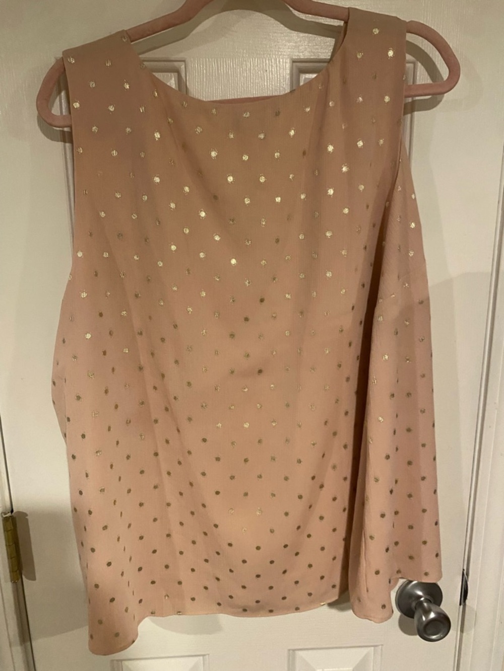 Nine West Blush Pink Sleeveless V-Neck Top with Gold Foil Dots - Picture 3 of 3